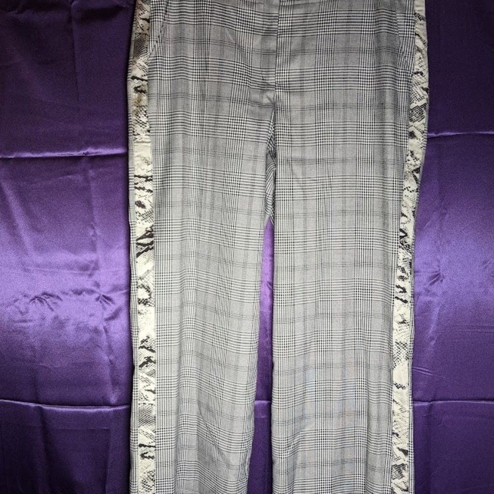 NWOT plaid tuxedo stripe snake print wide leg pants work pants print mix